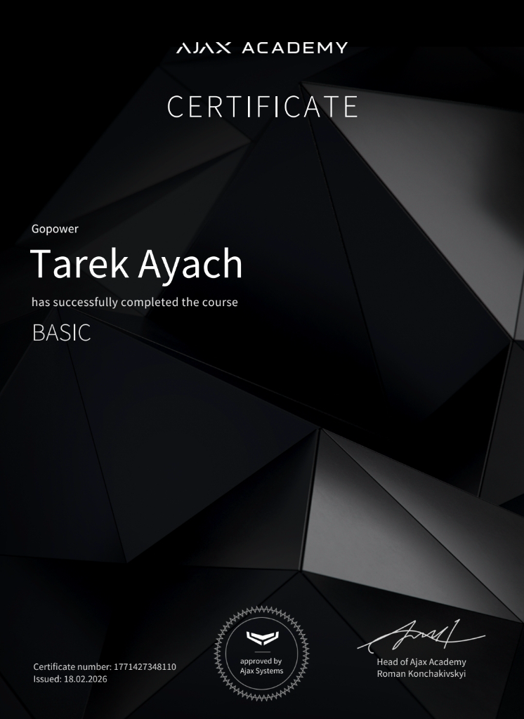 Ajax Academy Certificate - Tarek Ayach